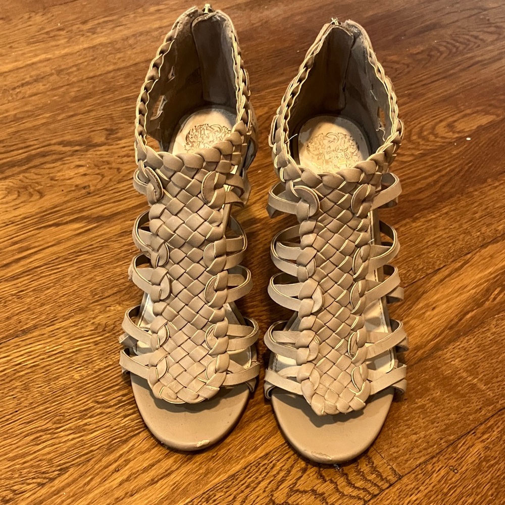 Vince Camuto Woven Tan Heels